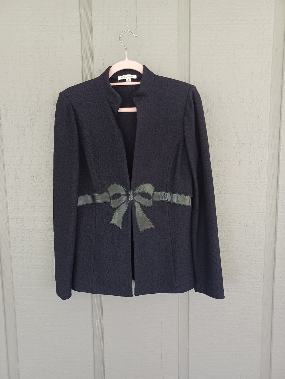 St John Women Knit Jacket Size 4 Women Old Money Office Career Bow Long Sleeve